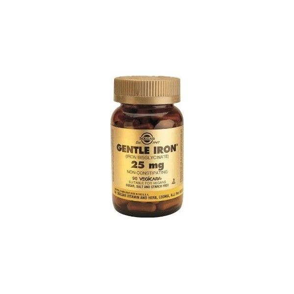 Hierro Gentle Iron 20 mg (bisglicinato), 90 cápsulas - Solgar