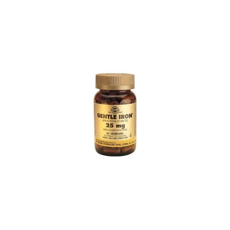 Hierro Gentle Iron 20 mg (bisglicinato), 90 cápsulas - Solgar