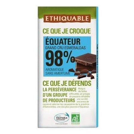 Chocolate BIO Negro 98% Ecuador, 100 g - Comercio Justo