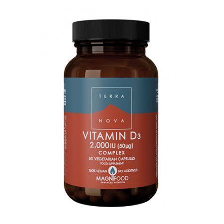 Vitamina D3 complex vegana, 2000 UI, 50 cápsulas - Terranova