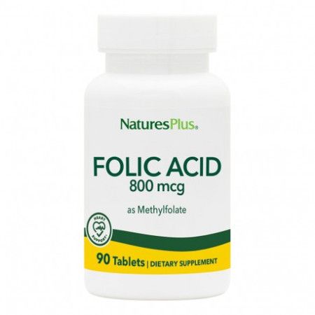 Ácido Fólico, 800 mcg, 90 comprimidos - Natures Plus
