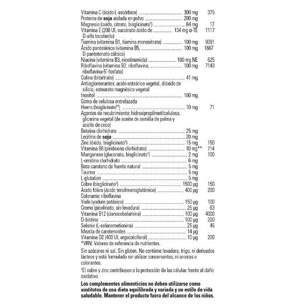 Fórmula VM-2000 información nutricional