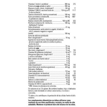 Fórmula VM-2000 información nutricional