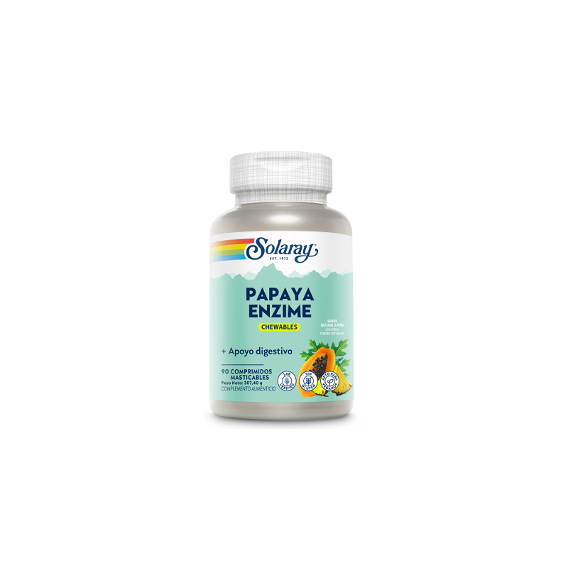 Papaya Enzyme, 90 comprimidos masticables - Solaray