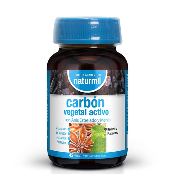 Carbón vegetal activo, 45 perlas - Naturmil - Dietmed