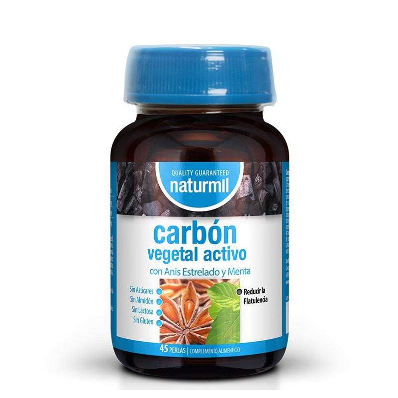 Carbón vegetal activo, 45 perlas - Naturmil - Dietmed