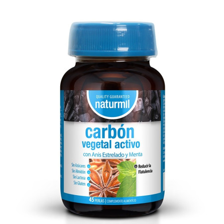 Carbón vegetal activo, 45 perlas - Naturmil - Dietmed