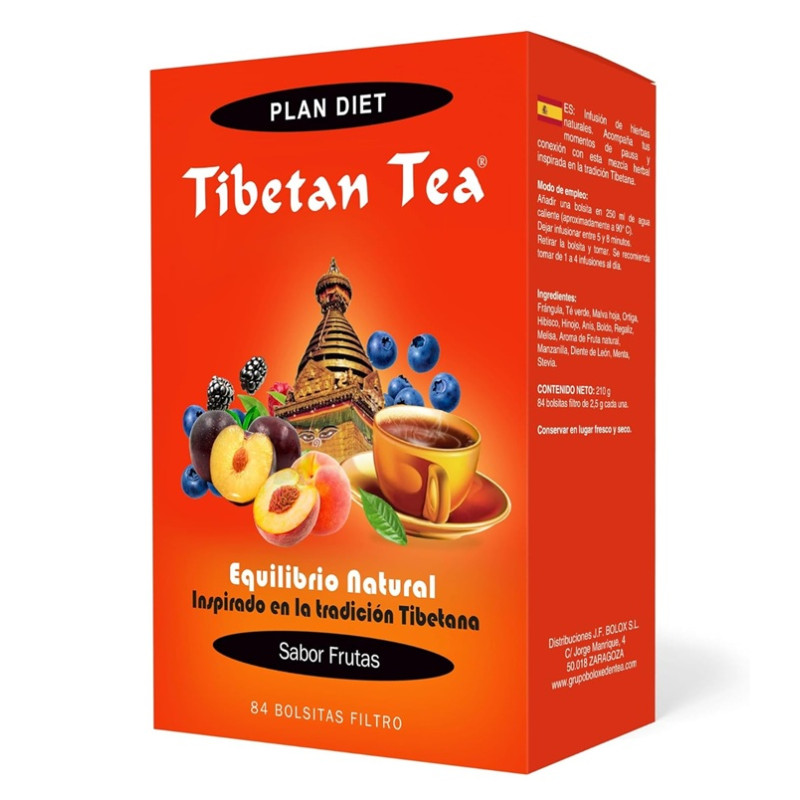 Tibetan Tea, Sabor Frutas, 84 filtros